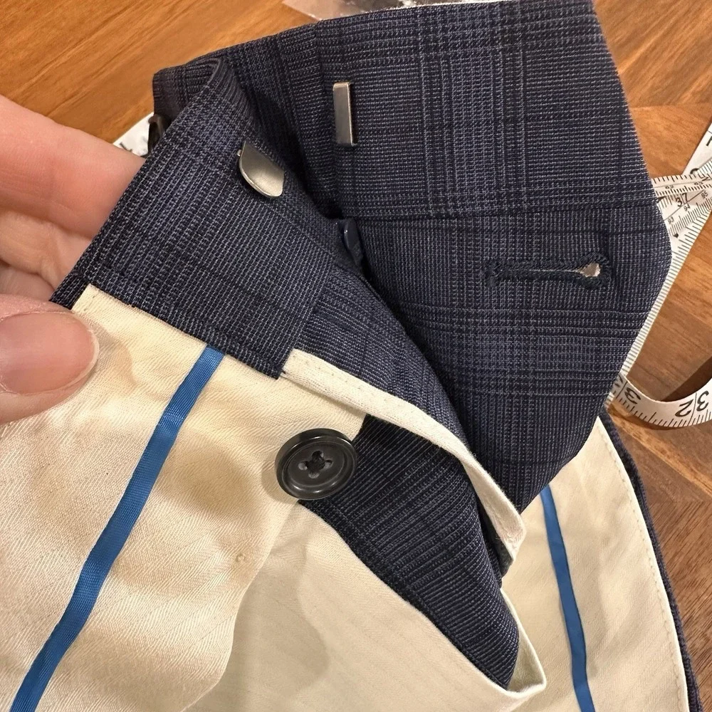 Brooks Brothers‎ Mens Regent BrooksCool Blue Glen Plaid Wool Dress Pants W38